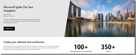 Microsoft Ignite The Tour Singapore 2020.